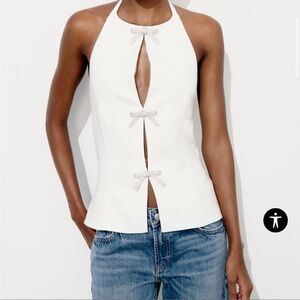 Zara jewel bow halter top - NWT